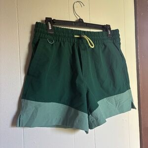 Two Tone Color Block Green Shorts